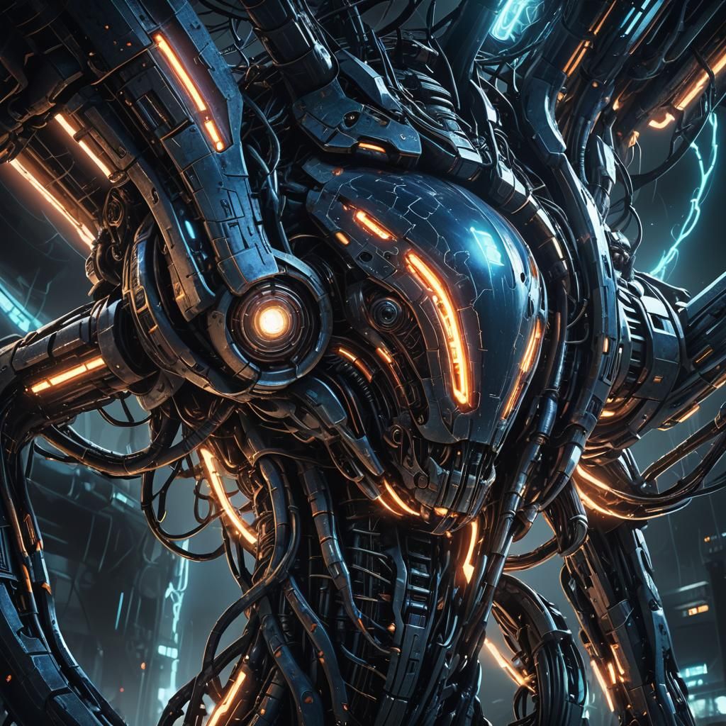 Biomechanical Spaceship Concept Art in Sci-Fi Horror Style