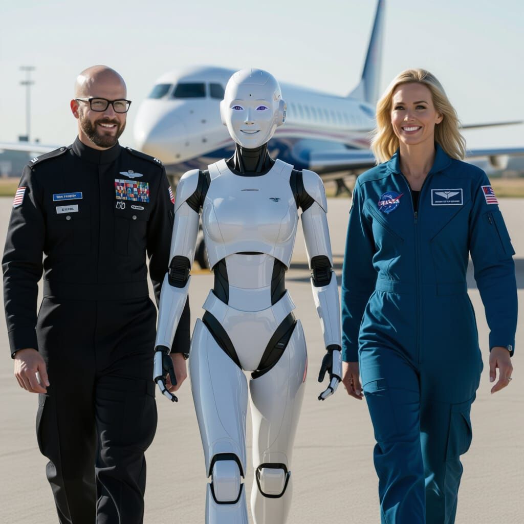 Space Force Pilots and Android Approach in Cinematic Film St...