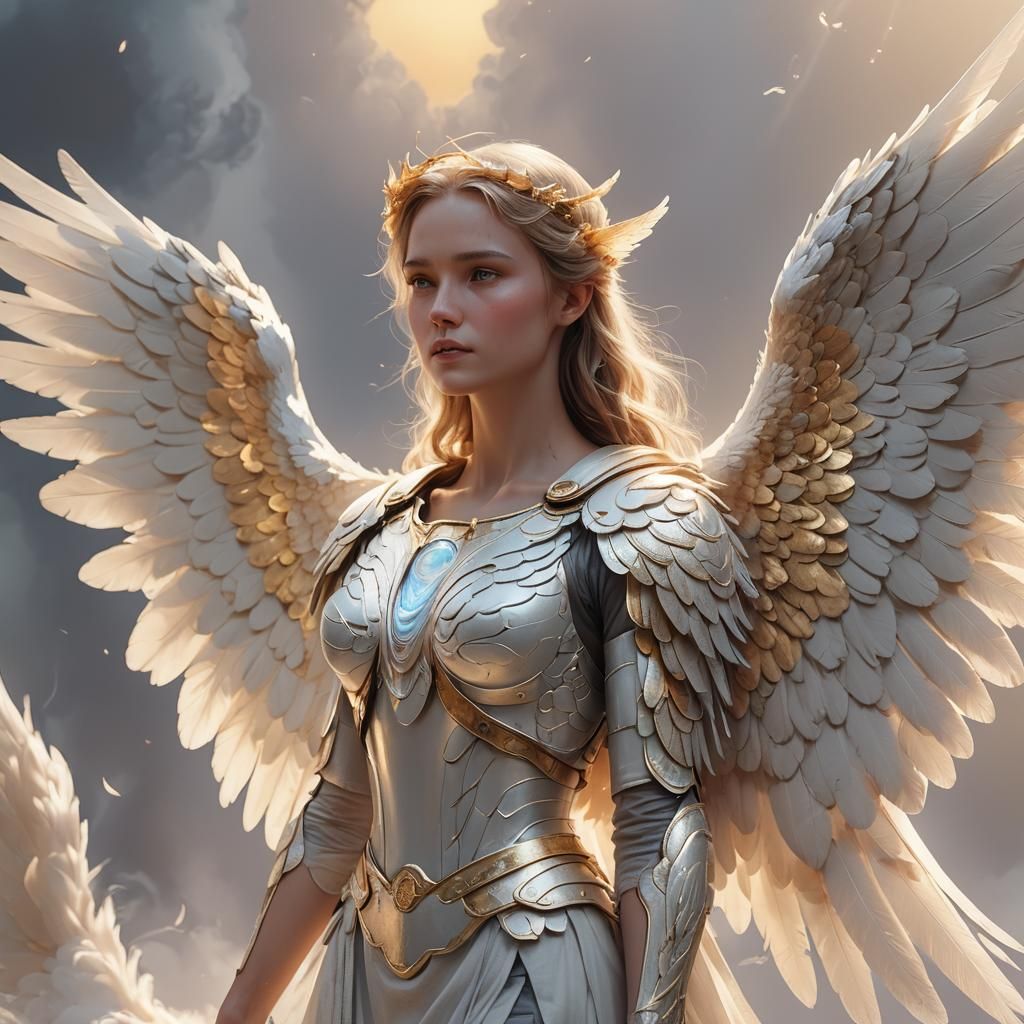 Ethereal Angel Wings Concept Art in Matte Painting Style