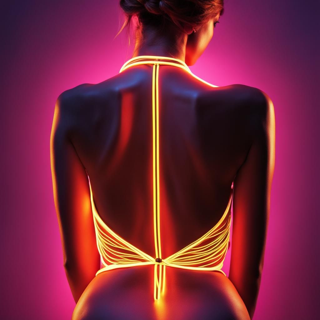 Neon Lit Female Form: A Study in Elegance