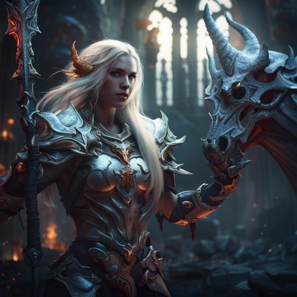 Paladin Battles Demon in Hellscape