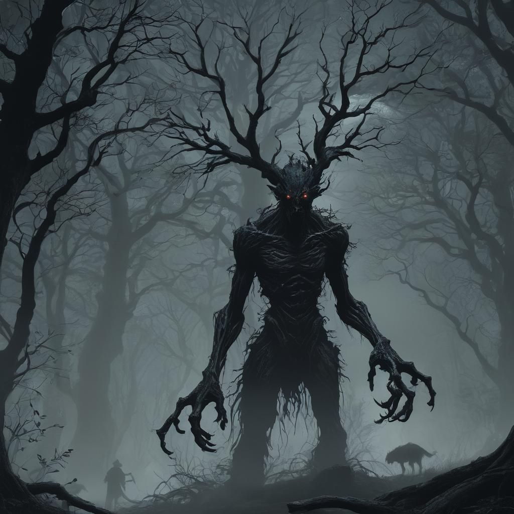 Skinwalker Transformation in Dark Fantasy Illustration