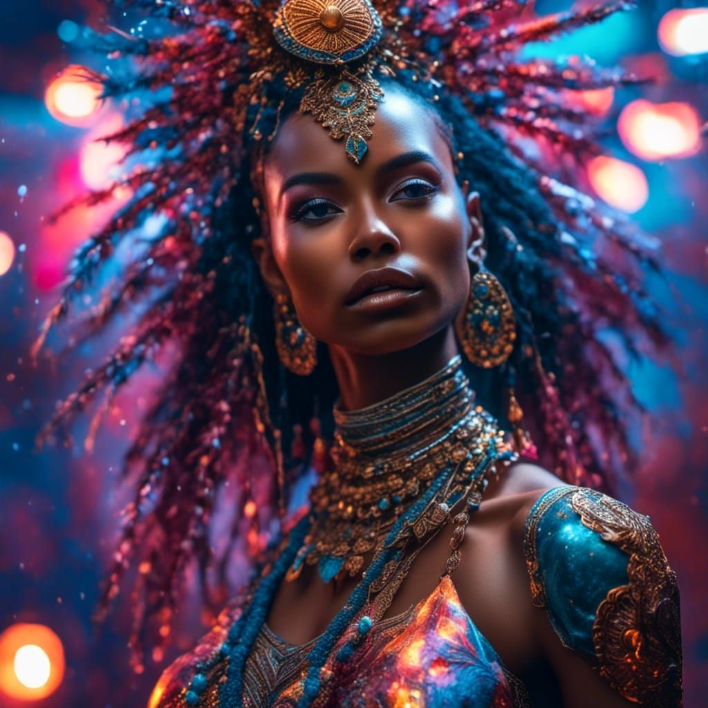 Striking Portrait of African American Woman in Splash Art