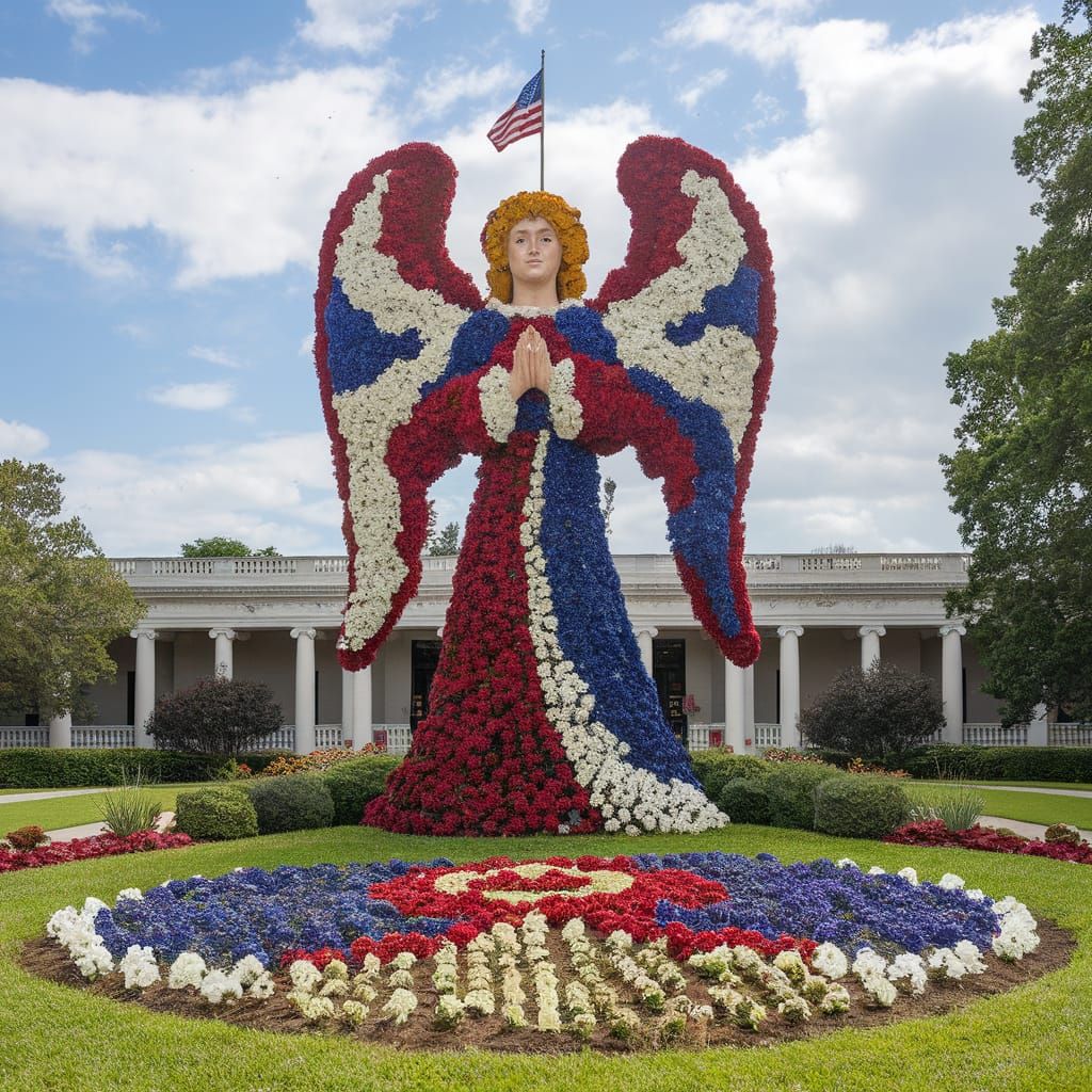 Floral Angel in Patriotic Colors