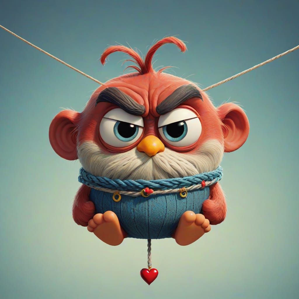 Grumpy Weirdo Stealing a Heart on a String