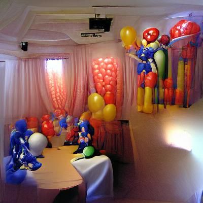 Unsettling AI-Generated Party Room