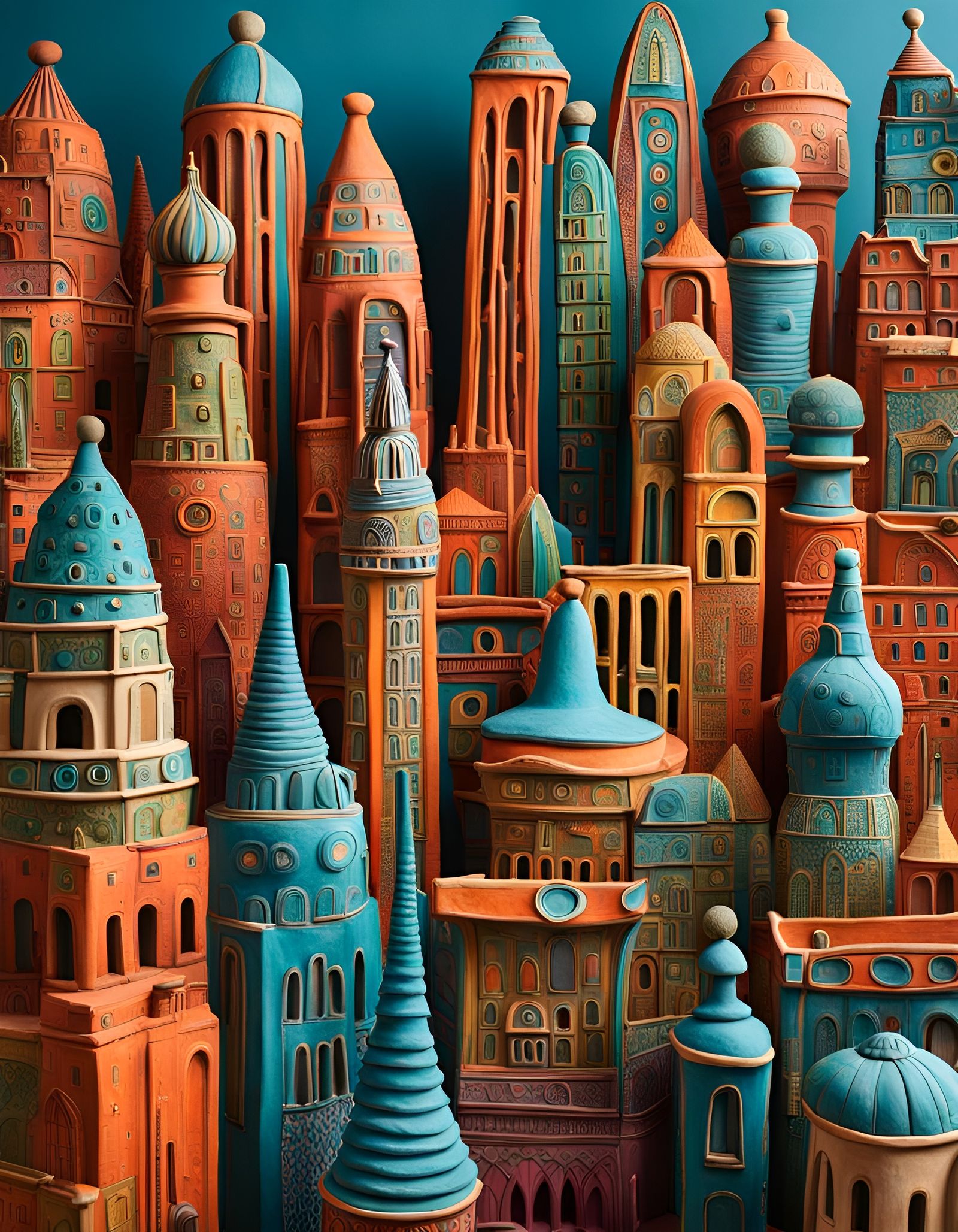 Whimsical Clay Cityscape Model Inspired by Metropolis