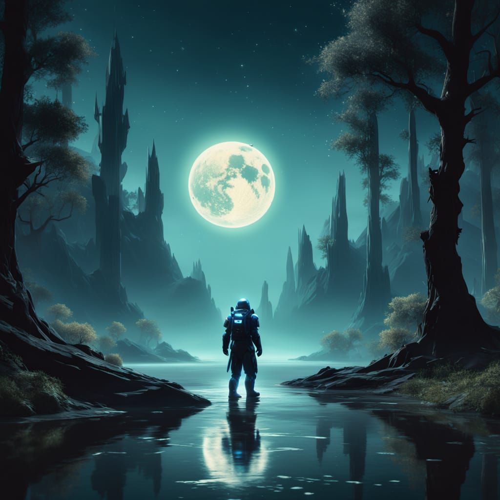 Ethereal Space Explorer Amidst Vibrant Cosmic Landscape