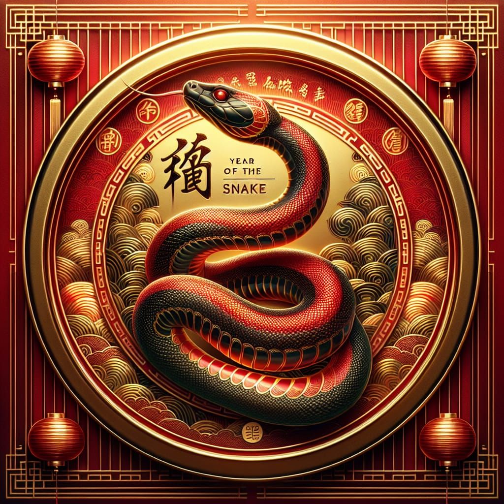 Year of the Snake: Red and Gold Product Label