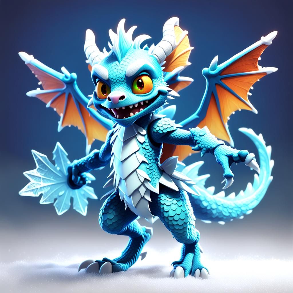 Icy Winged Kobold: 3D Digital Art