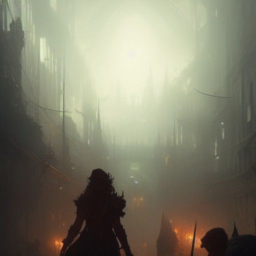 Dark Fantasy Masterpiece in Art Nouveau Style