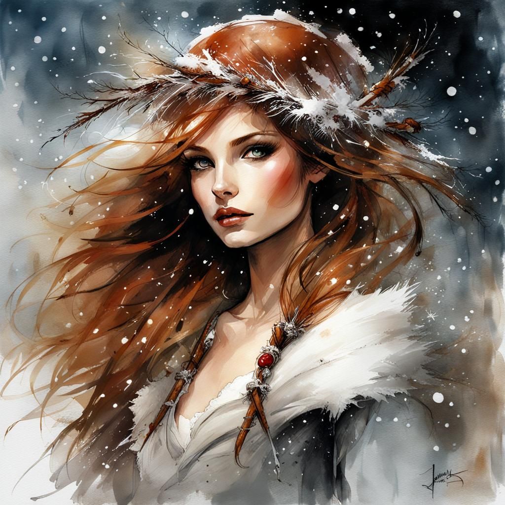 Enchanted Christmas Fairy in Winter Paradise