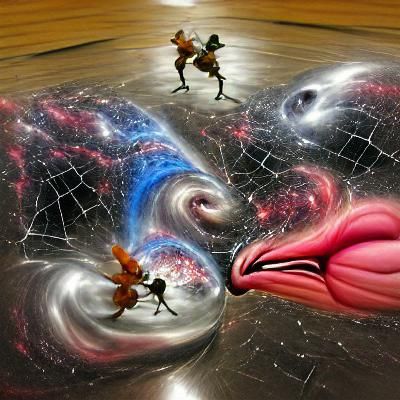 Epic Spacetime Battle in Surreal Style
