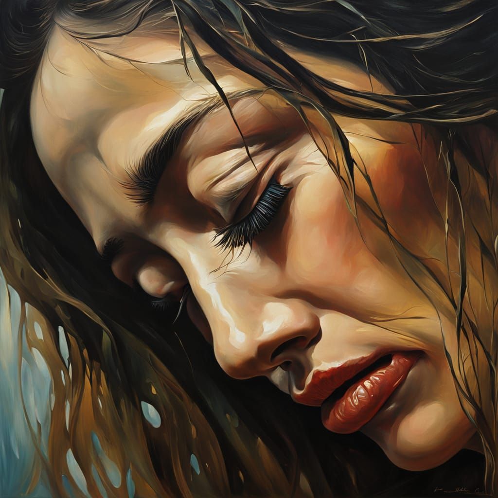 Surrealist Portrait of a Woman in Melancholy