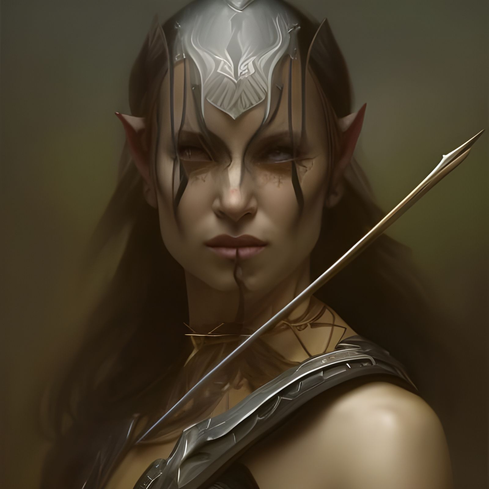 Dark Elf Portrait in Hyperdetailed Style