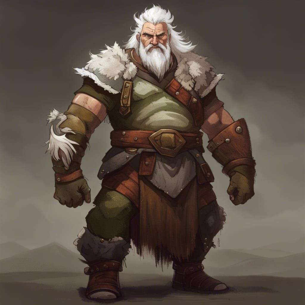 Hulking Warrior with Mismatched Armor Digital Art