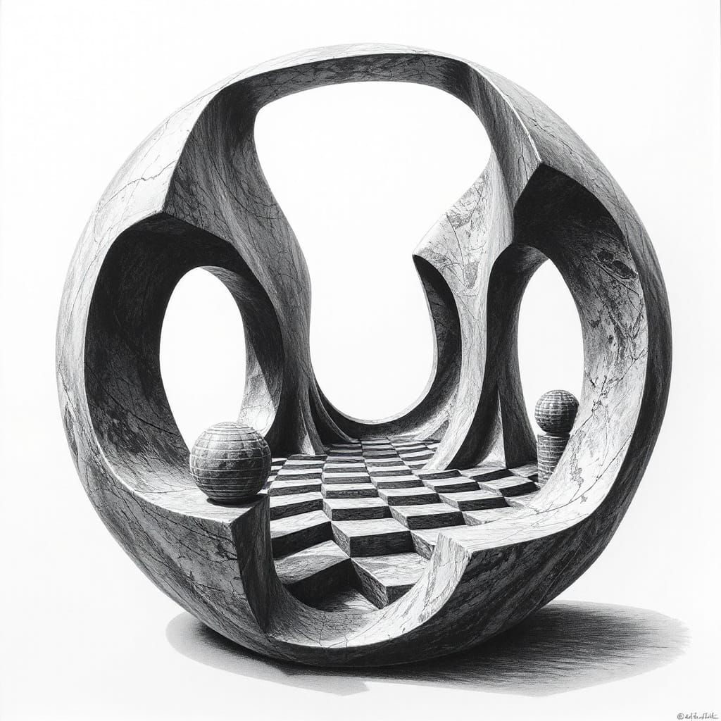 Escher-Inspired Hyperdetailed Sculpture with Impossible Geom...