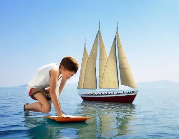 Sailing Boat on Water Illustration