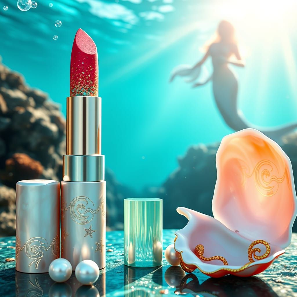 Surreal Sunset Hues in Mermaid-Inspired Lipstick Packaging