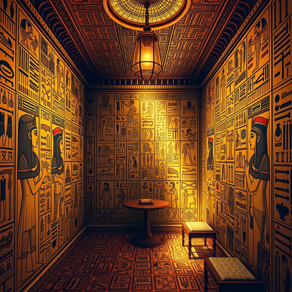 Egyptian Vintage Background with Hieroglyphs in Art Nouveau ...