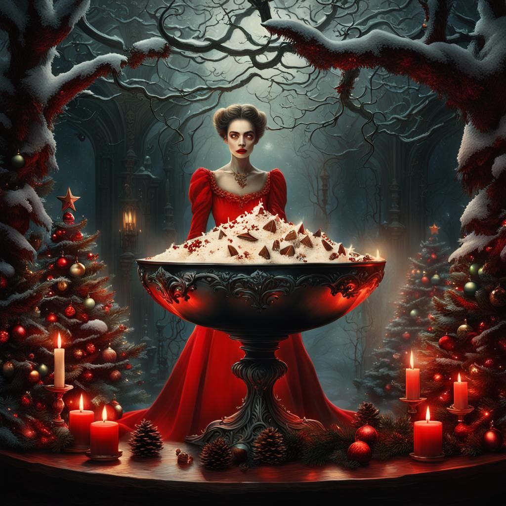 Seductive Santa Emerges from Eggnog Bowl