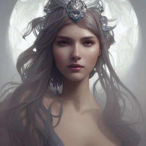 Silver Princess Portrait in Hyperdetailed Style