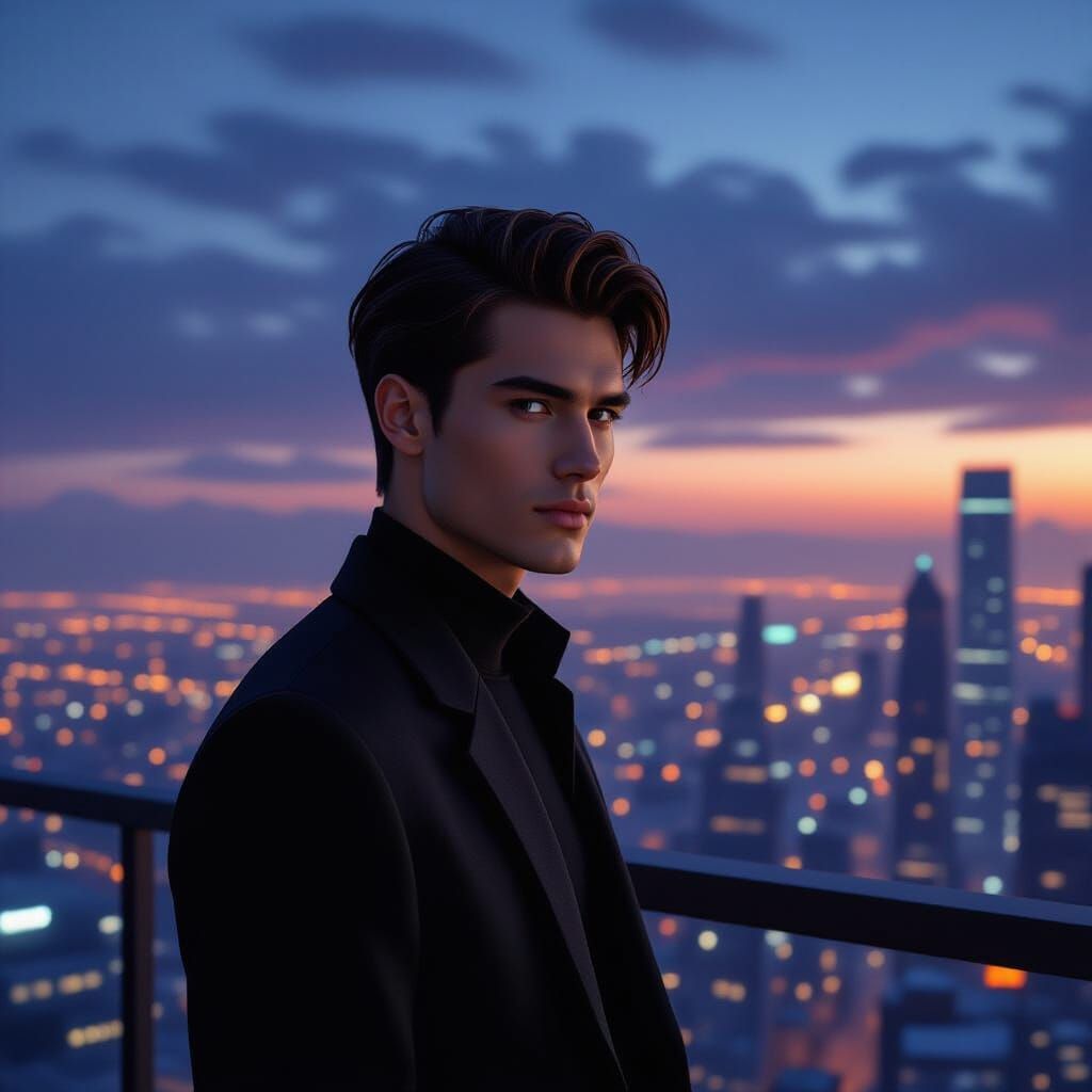 Futuristic Cityscape at Dusk: Hyperrealistic Cyberpunk Scene