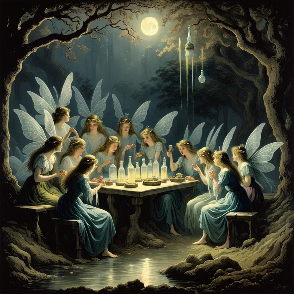 Fairies at a Dark Magic Elixir Party