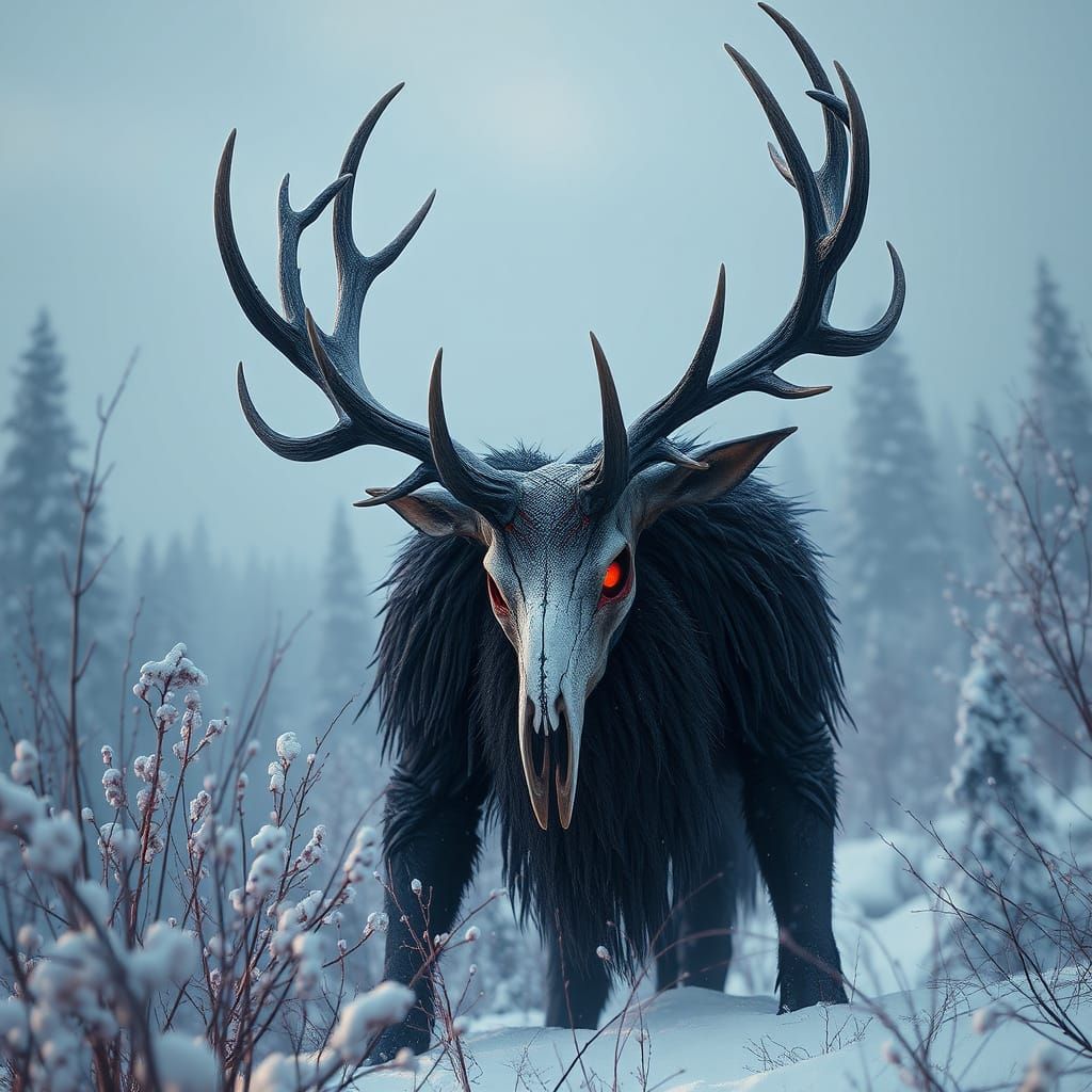 Winter Wendigo: A Fantastical, Detailed Portrait