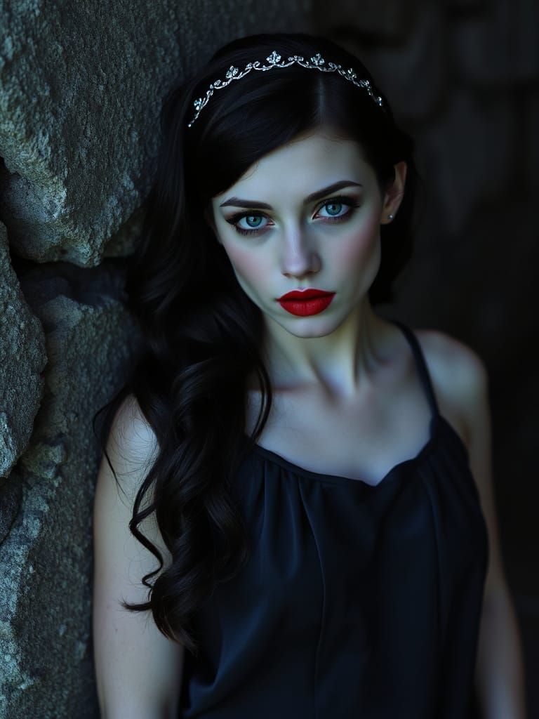 Moody Gothic Portrait of a Young Woman in Dark Fantasy Style