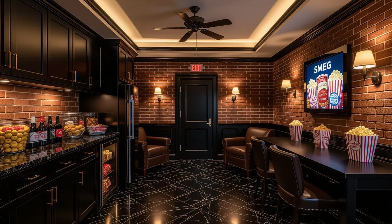 Vibrant Victorian Movie Room with Secret Door