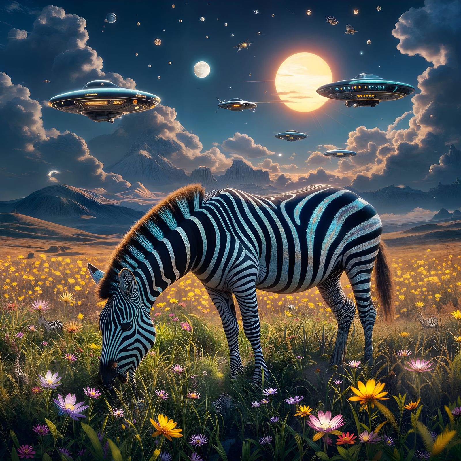 Fractal Zebra Grazing in Alien Landscape