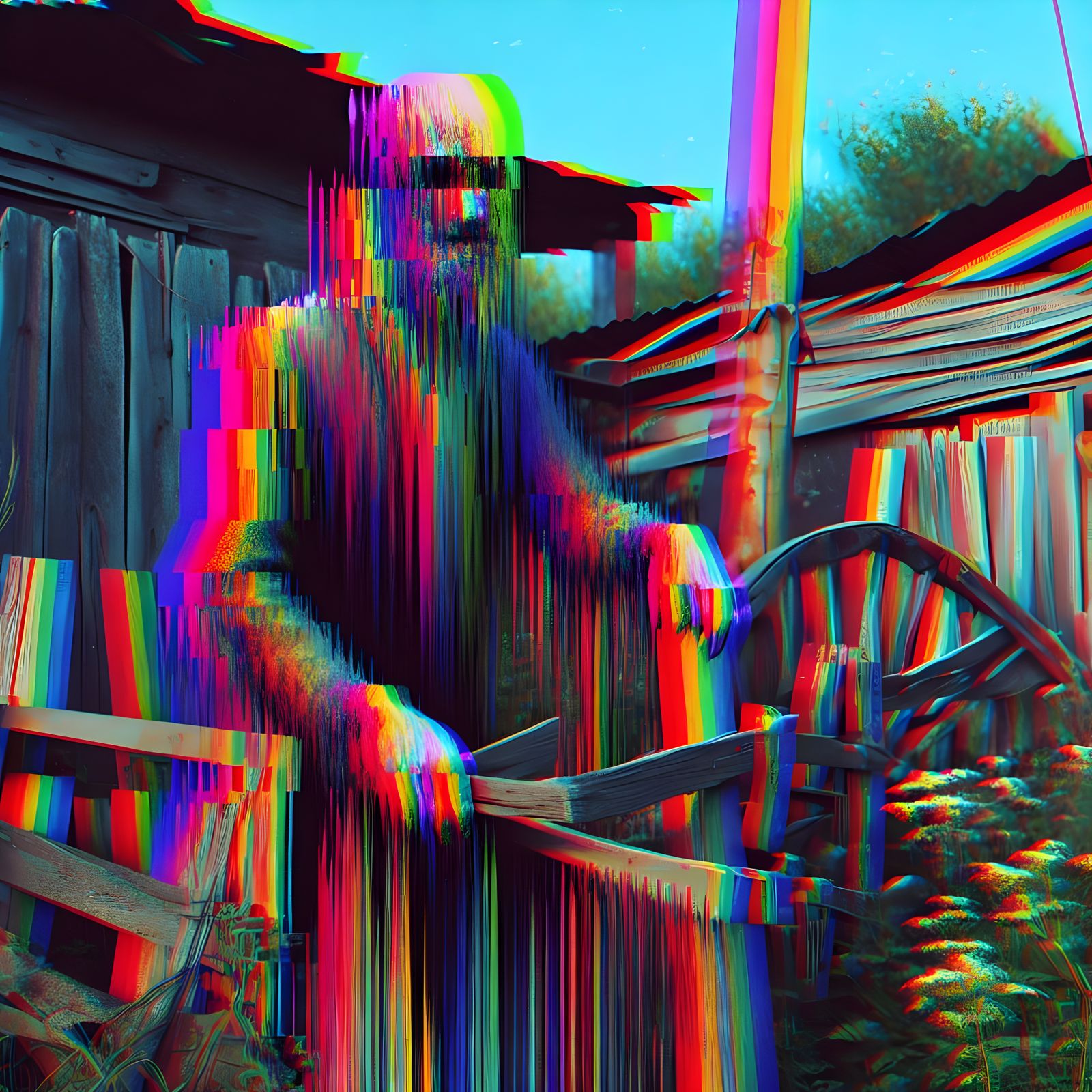 Distorted Figure in Glitch Art Style