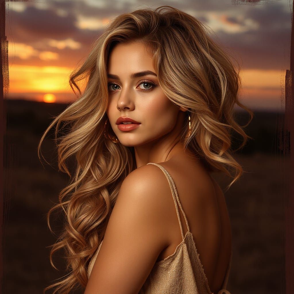 Surreal Abstract Dusk with Blond Figure