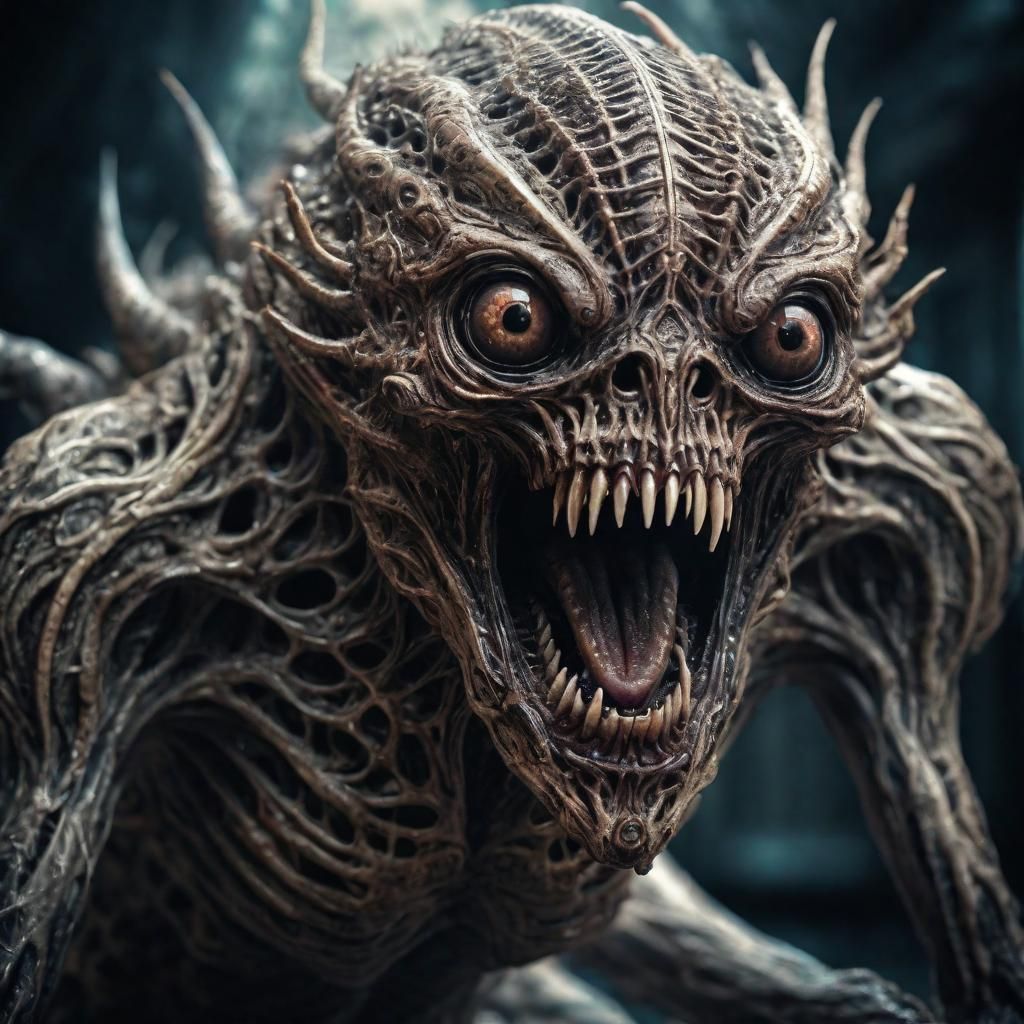 Scary Interdimensional Creature in Hyperrealistic Style
