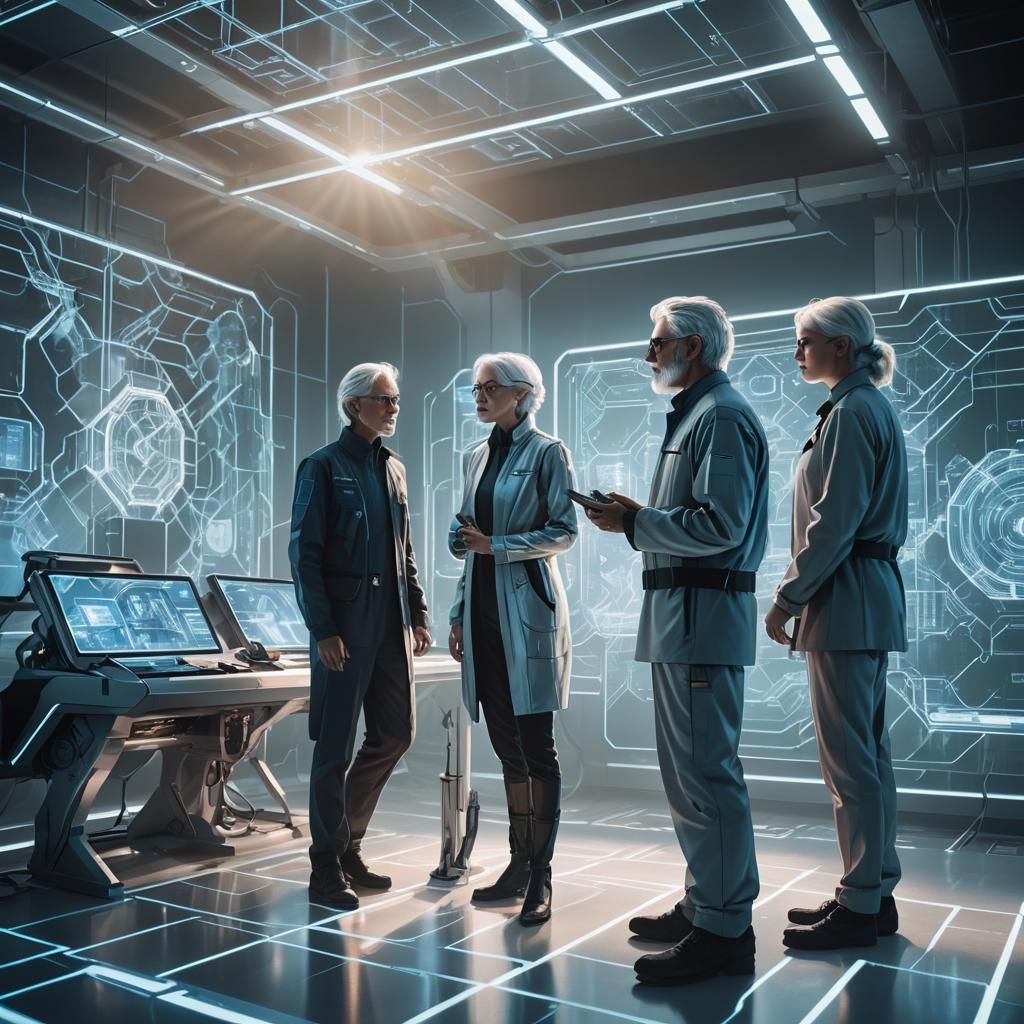 Futuristic Lab with Holographic Screens: Concept Art