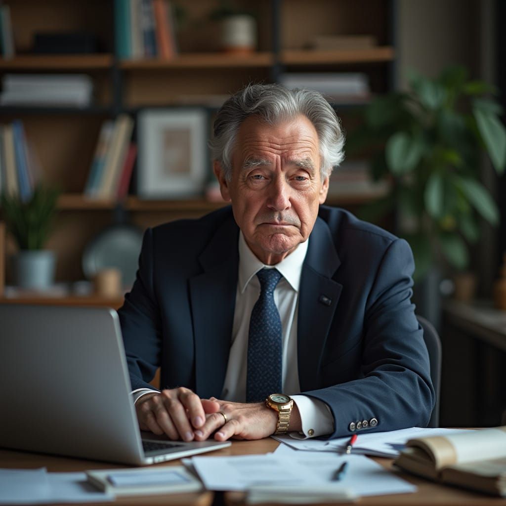 Weary Entrepreneur in a Busy Office