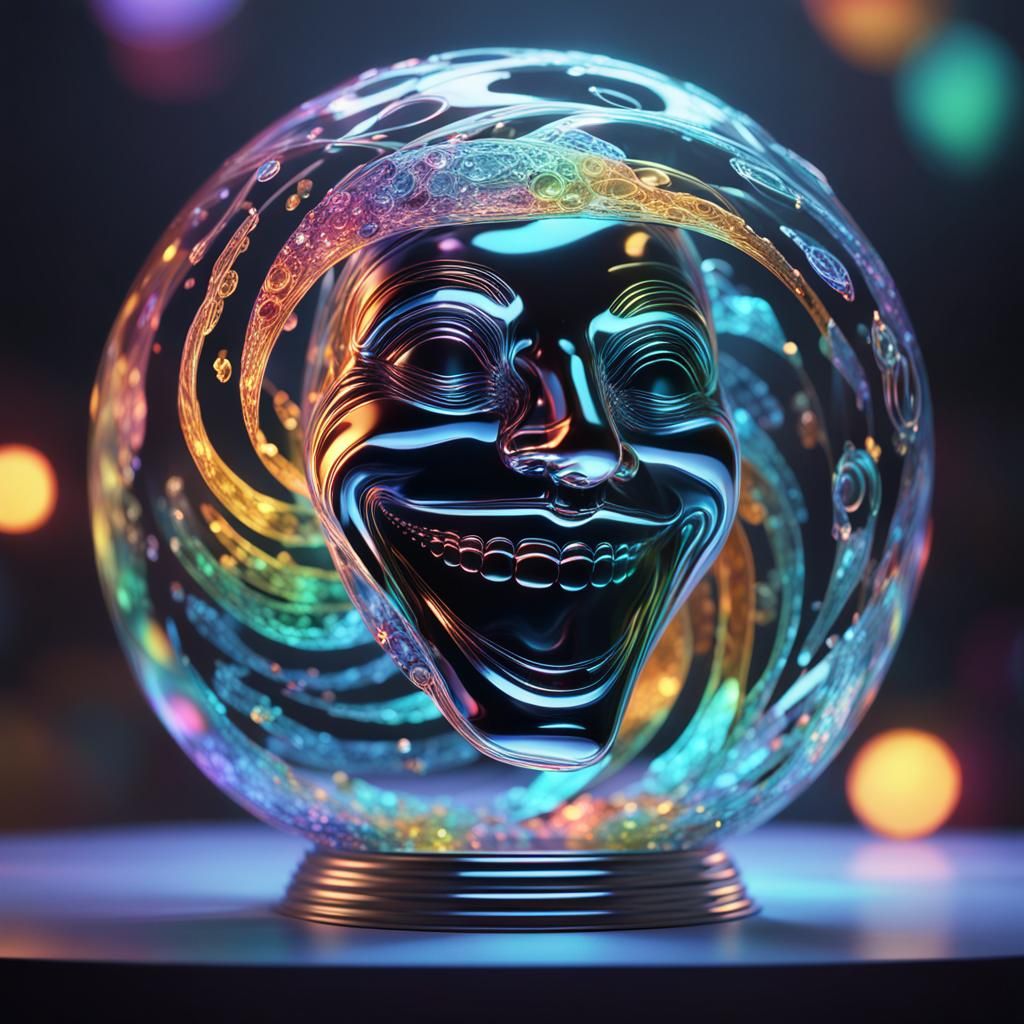 Glass Sculpture Shatters Releasing a Smiling Face