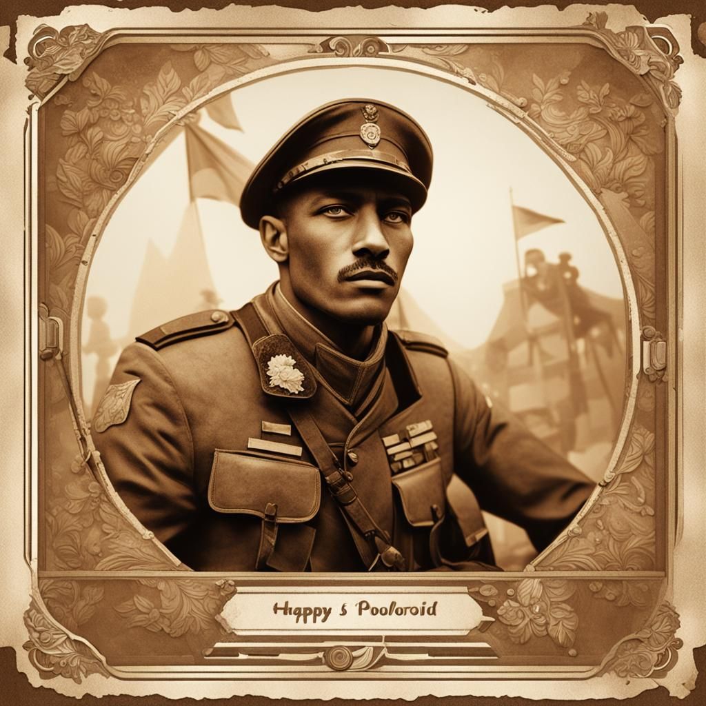 Vintage Sepia Photo of Soldier's Birthday