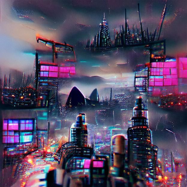 Cyberpunk Cityscape with Neon Lights