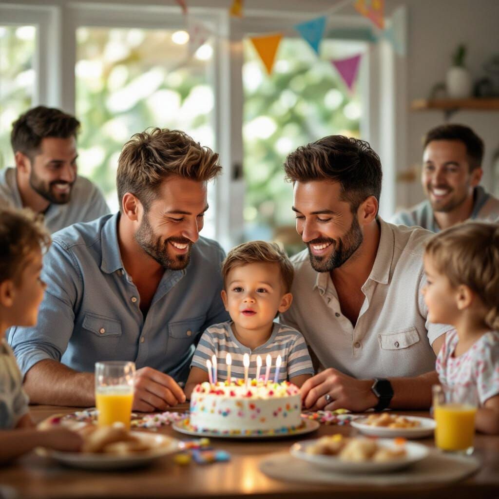 Two Handsome Fathers Host Joyful Birthday Party