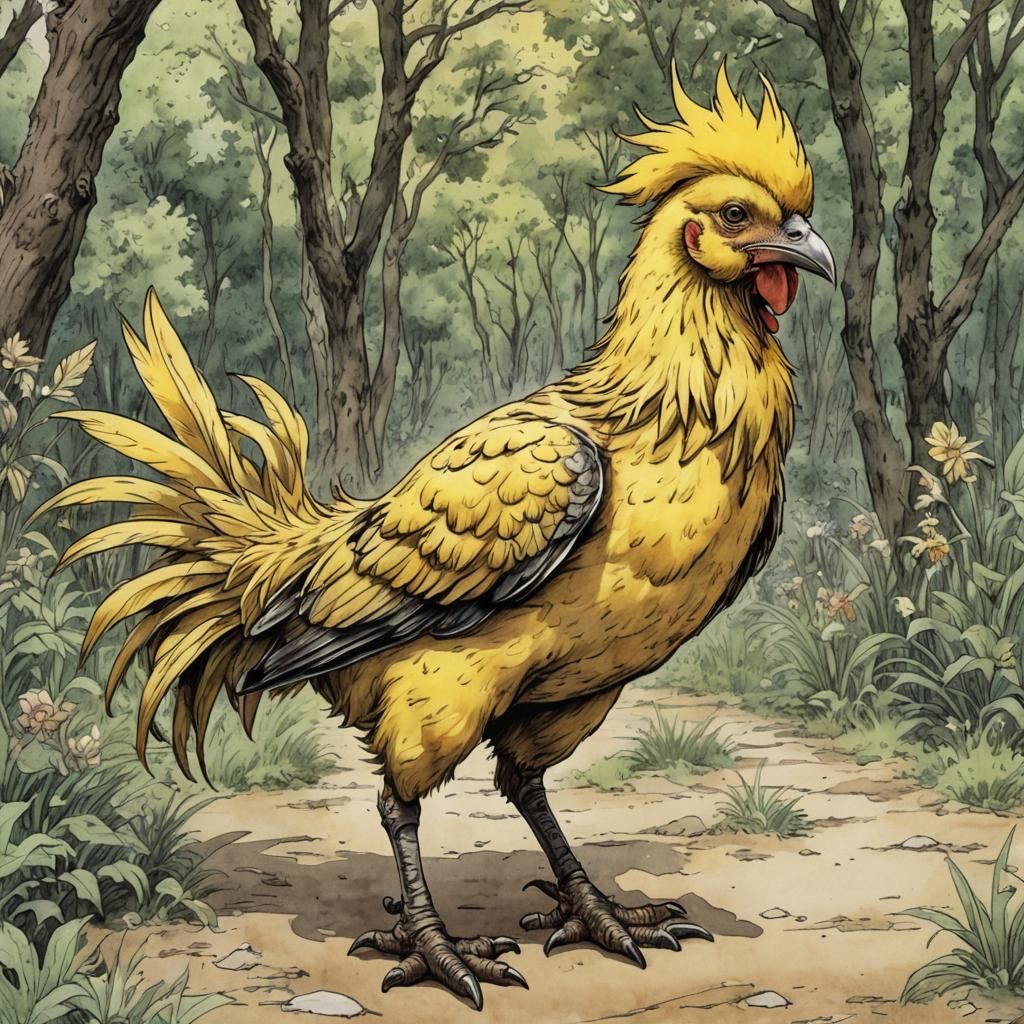 Chocobo in Anime Bande Dessinée Style