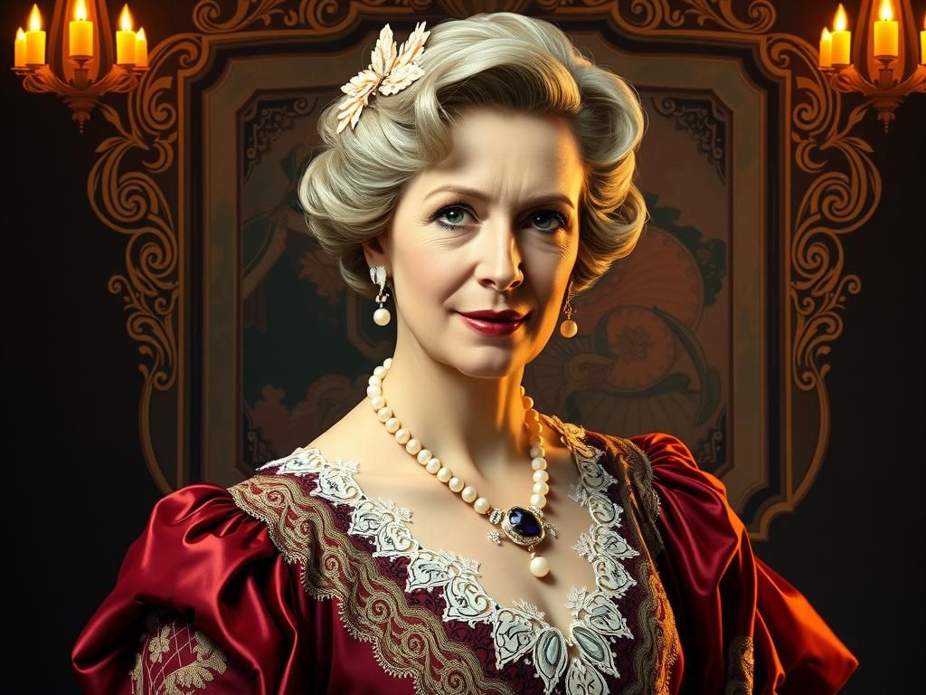 Elegant Victorian Woman Portrait in Oil Painting Style