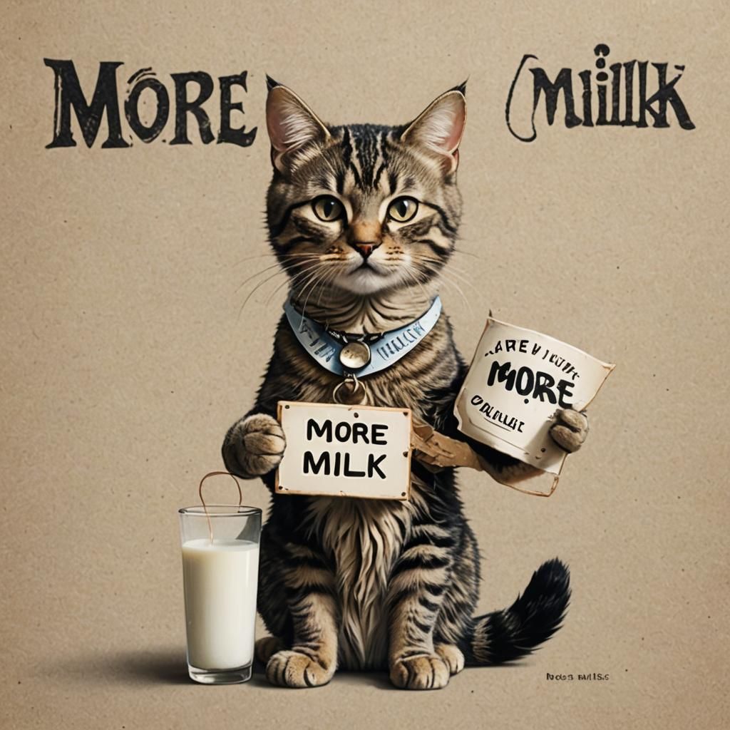 Cat Asks For Milk With Sign