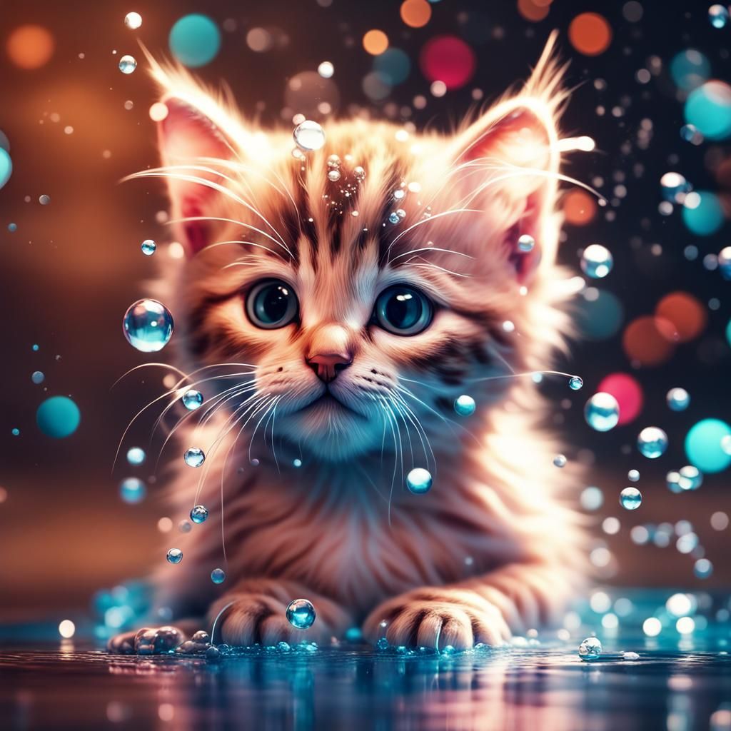 Hyperrealistic Water Kitten Concept Art