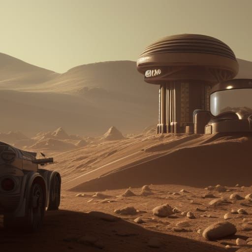 Gas Station on Mars: Detailed Matte Painting