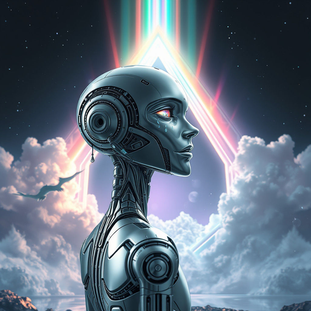 AI Entity Sheds a Tear in Surreal 4D Realm