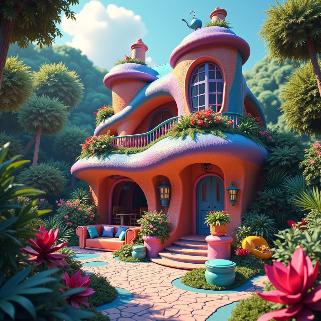 Fantasy Jungle House with Toys, Matte Painting