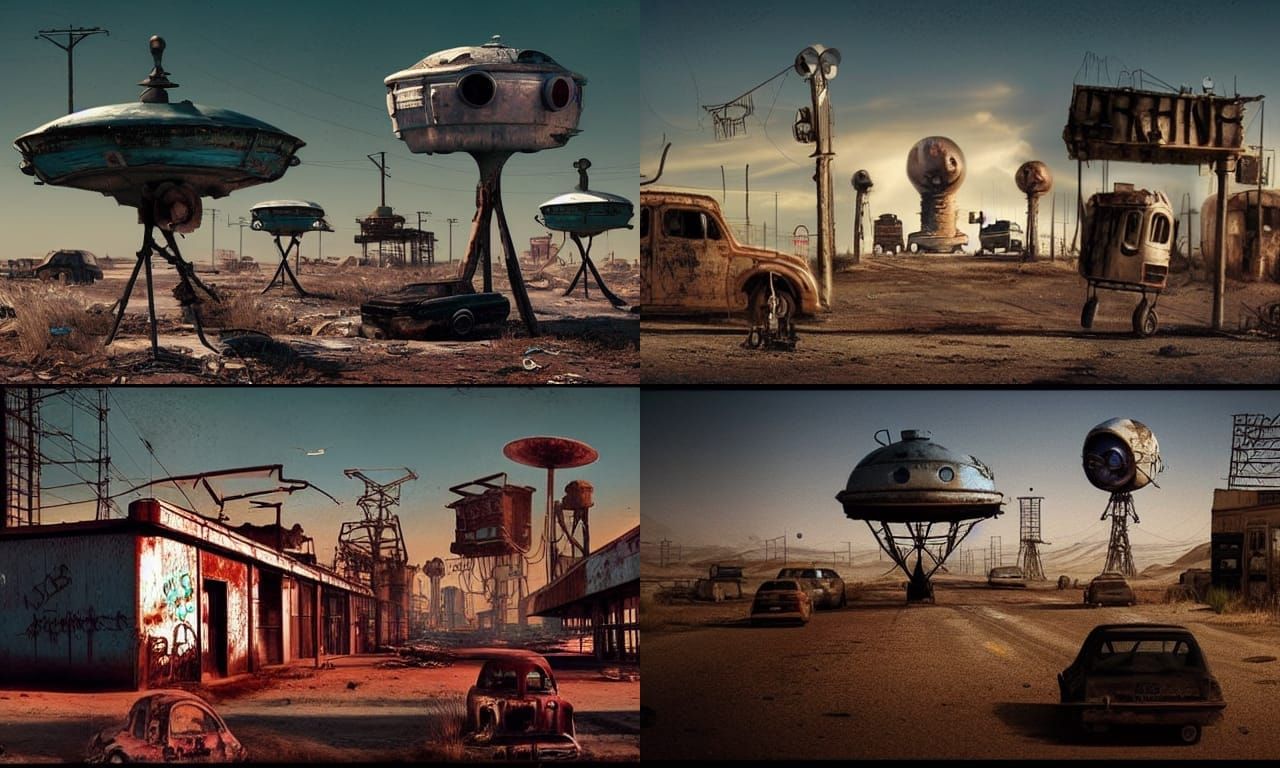UFO Invasion in Post-Apocalyptic Scrap Town