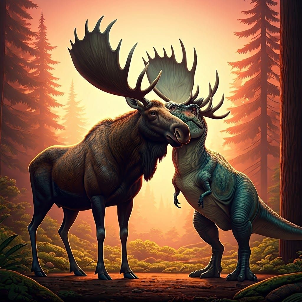 Moose in Love with T-Rex, Pixar Style